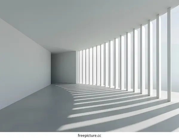 Modern Minimalist Interior Design With White Walls And Columns