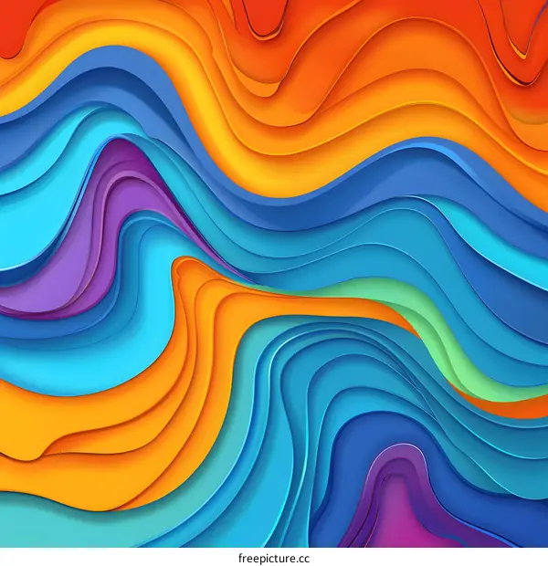 Abstract Colorful Papercut Waves Background