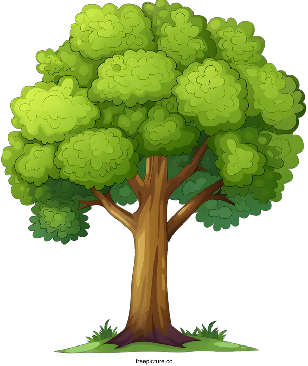 [Transparent Background PNG]Cartoon Green Tree Isolated on White Background