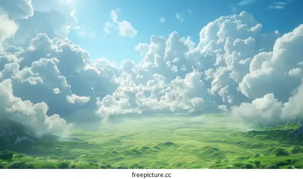 Green Hills and Dramatic Cloudscape