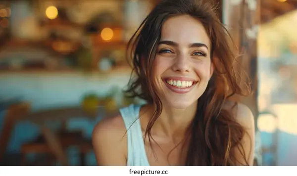 Smiling Young Woman Indoor Portrait with Natural Light