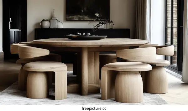 Modern Wooden Dining Set in a Stylish Interior
