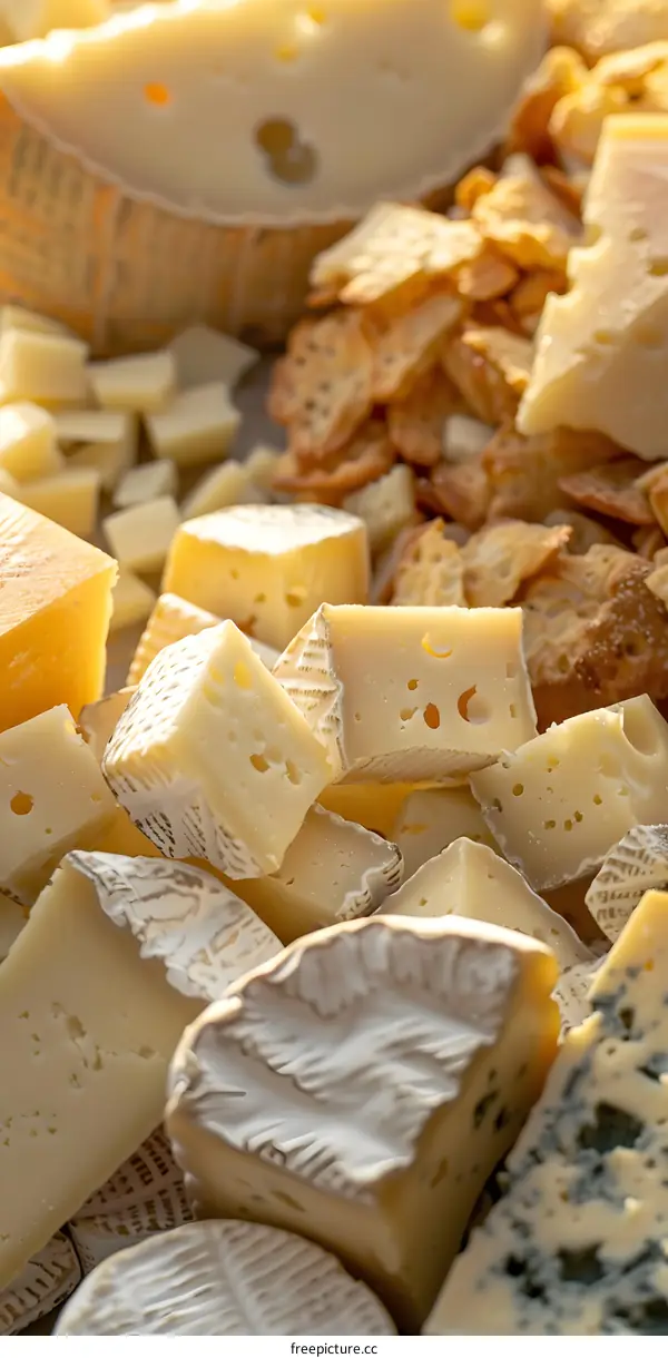 Close Up Of Different Types Of Cheese