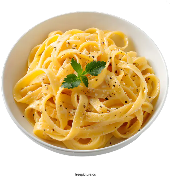 [Transparent Background PNG]Bowl of Fettuccine Alfredo