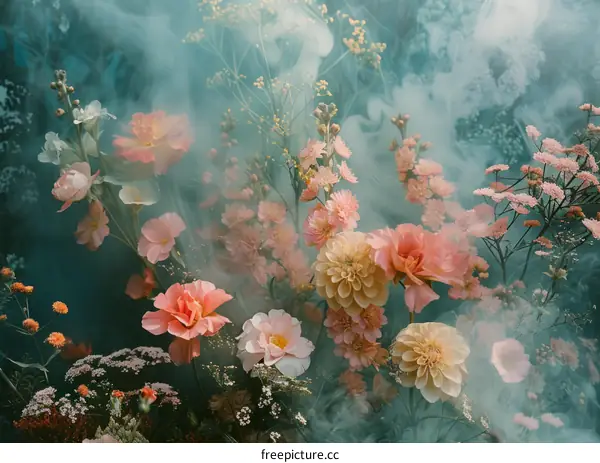 A beautiful bouquet of flowers in a soft dreamy setting