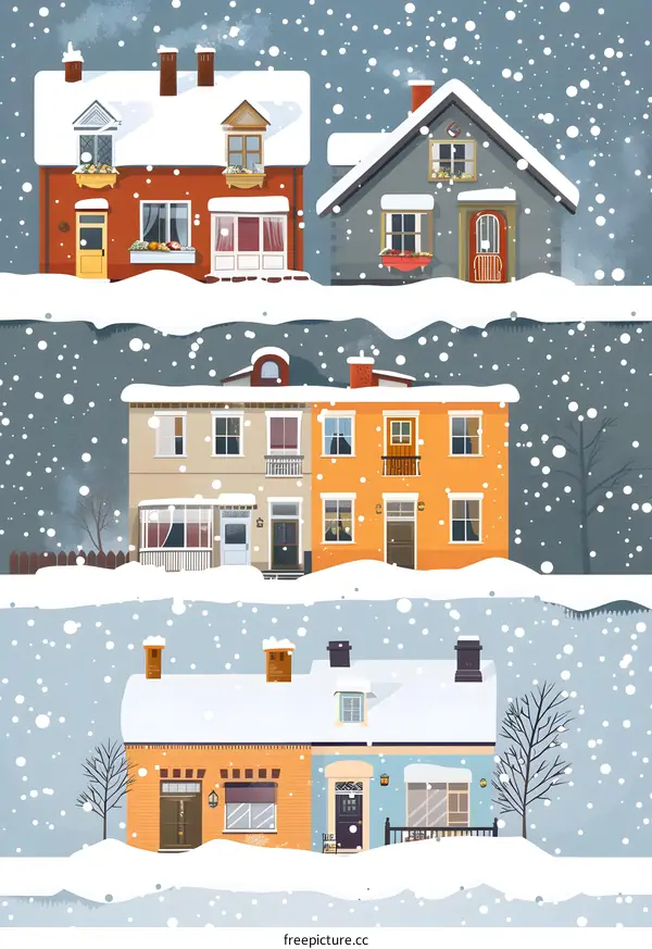 Winter Houses in Snowy Landscape