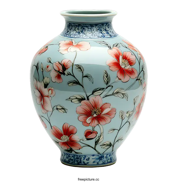 [Transparent Background PNG]Chinese Porcelain Vase with Floral Design