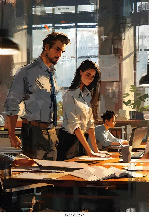 Teamwork in a Modern Office Setting