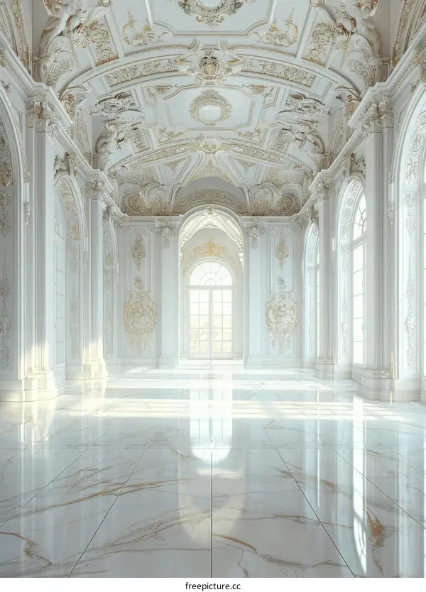 Elegant White Palace Hallway Interior