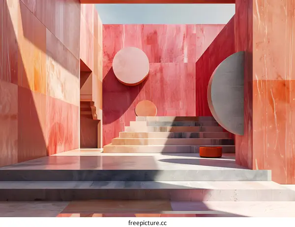 Abstract Minimalist Architecture with Geometric Shapes