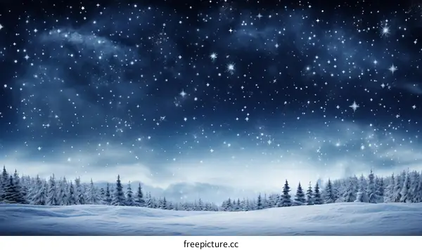 Winter Wonderland: Snowy Trees and Starry Night