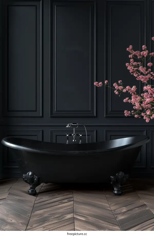 Luxury Black Bathtub in Elegant Bathroom