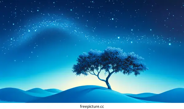Lonely Tree Under the Starry Night