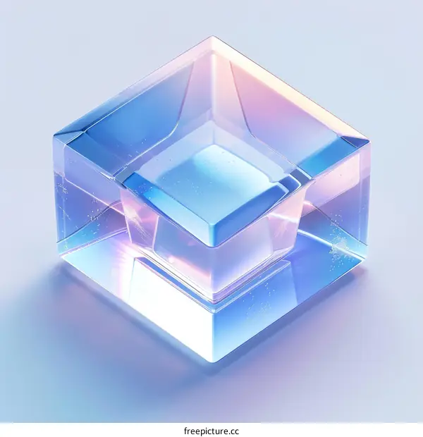 3D rendering of a blue and pink crystal cube
