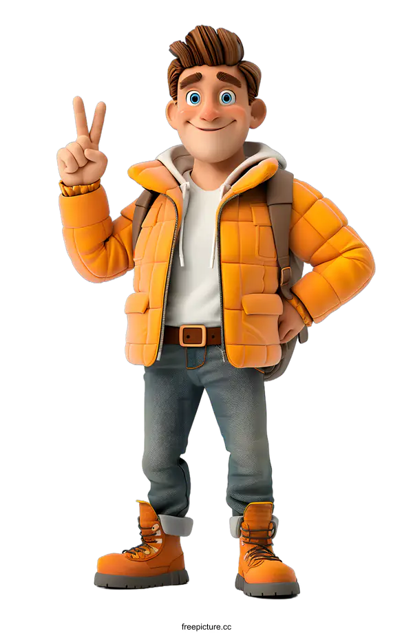 [Transparent Background PNG]Cartoon Man Ready for Adventure