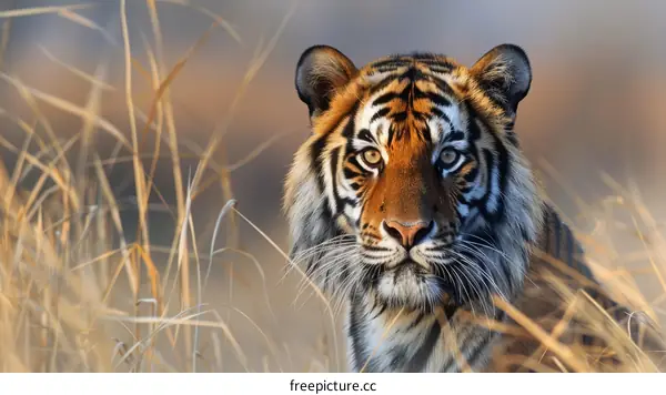 Close-up portrait of a tiger in the wild
