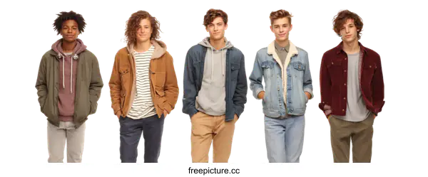 [Transparent Background PNG]Fashionable Young Men in Casual Outfits