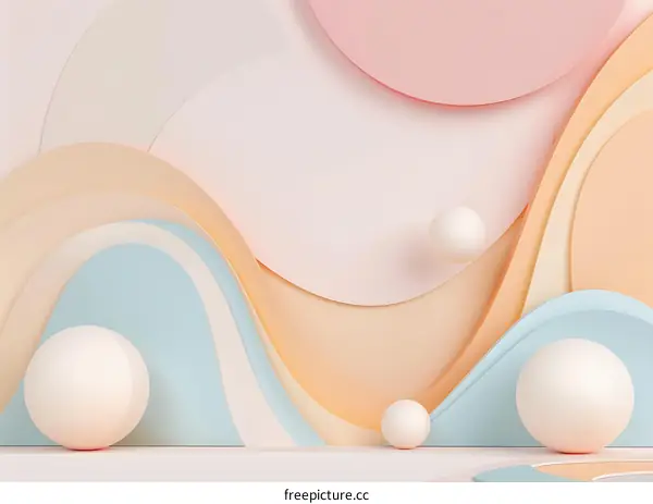 Abstract Pastel Color Background With 3D Balls