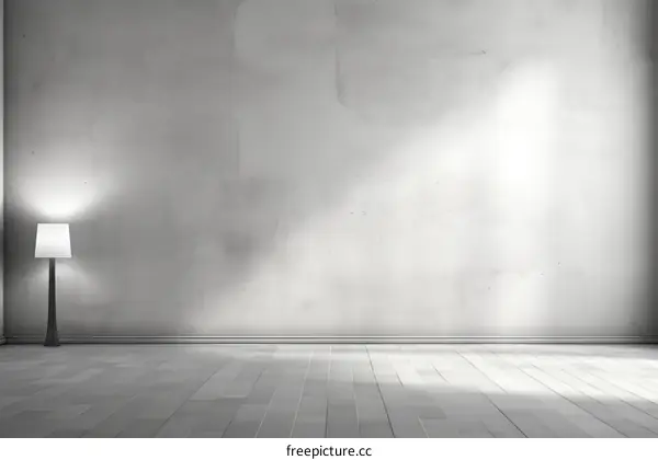 An empty room with a single lamp