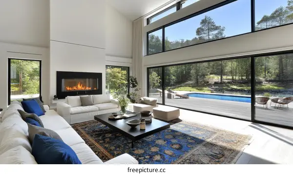 Modern Luxurious Living Room with Panoramic Views