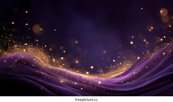 Abstract Purple Fabric with Golden Particles Background
