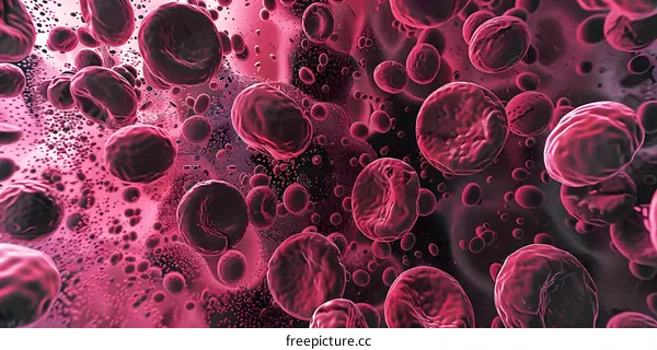 Microscopic View of Red Blood Cells in Liquid