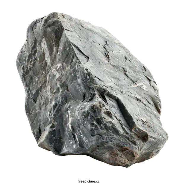 [Transparent Background PNG]A Large Black Rock Isolated on a White Background