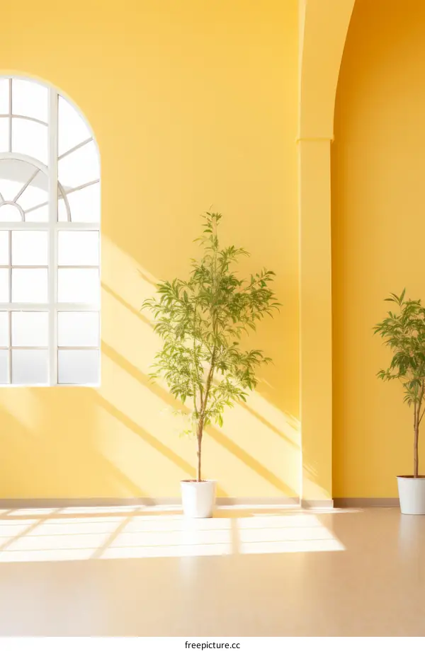 Minimalist Indoor Scene with Potted Plants by the Window