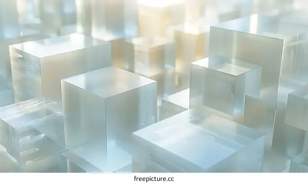 Abstract 3D Render of a Cityscape Made of Glass Blocks