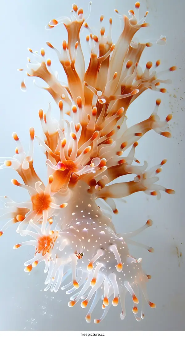 A beautiful anemone with orange tentacles