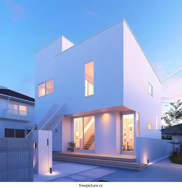 Modern White House with Minimalist Design in Japan
