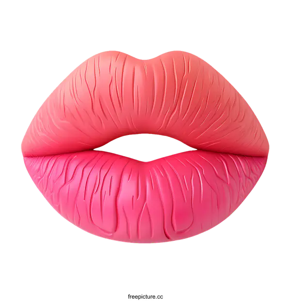 [Transparent Background PNG]3D Illustration of Lips with Texture