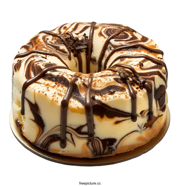 [Transparent Background PNG]Delicious Chocolate Swirl Cheesecake on White Background