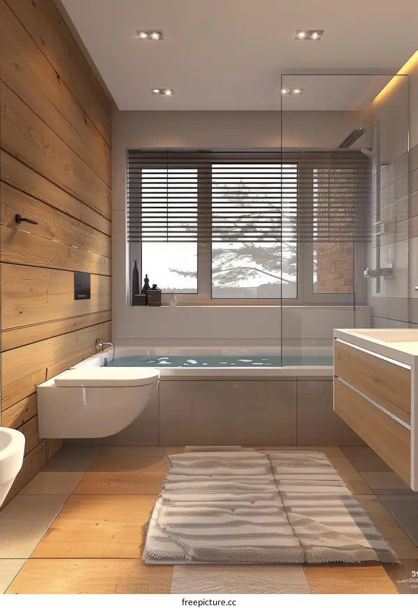 Modern Wooden Bathroom Interior Design