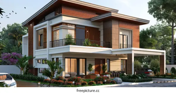 Modern House Exterior Design Illustration