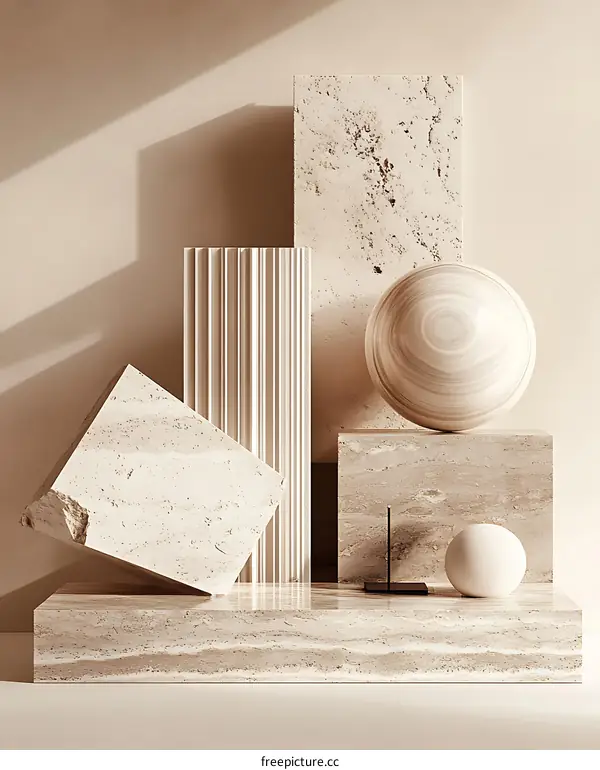 Beige Geometric Abstract Still Life