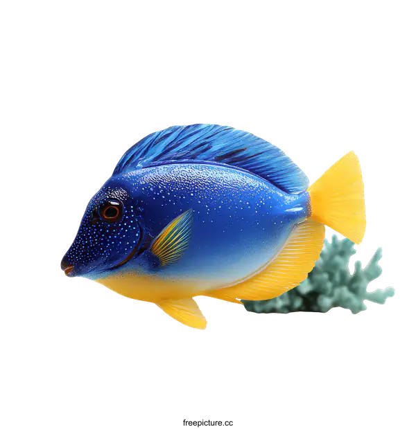 [Transparent Background PNG]Beautiful Blue and Yellow Fish Ornament