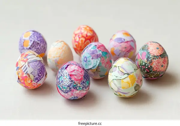 Colorful Paper Decorated Easter Eggs