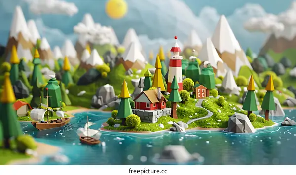 Isometric Island Lighthouse