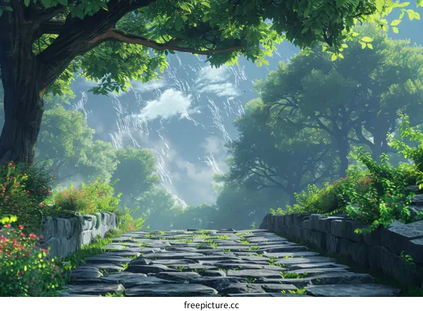 A Stone Path Through an Enchanted Forest