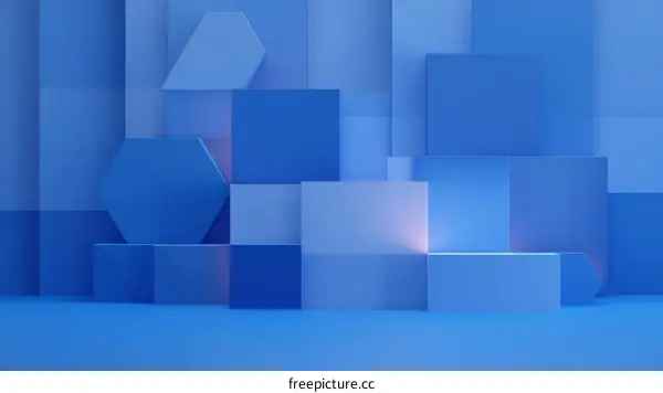 Abstract Geometric Shapes in a Blue Modern Setting