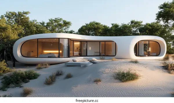 Modern Organic House Design on Sandy Terrain