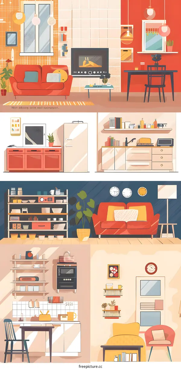 Cozy Home Interior Design Illustration