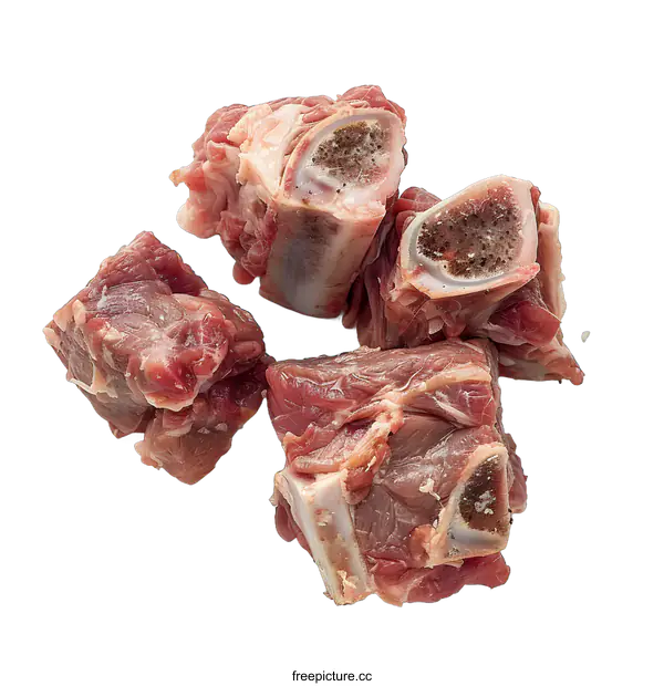 [Transparent Background PNG]Raw Mutton Pieces on White Background