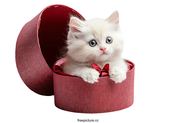 [Transparent Background PNG]Cute Kitten in a Gift Box
