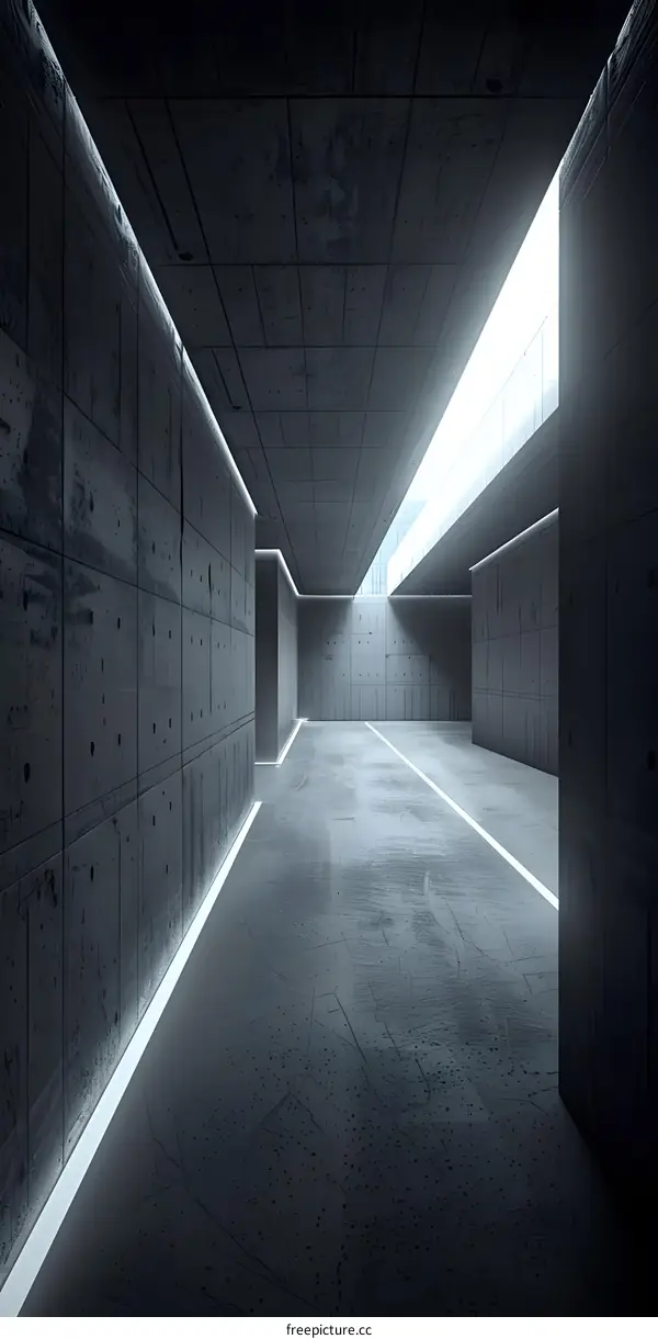 Concrete Corridor with Light