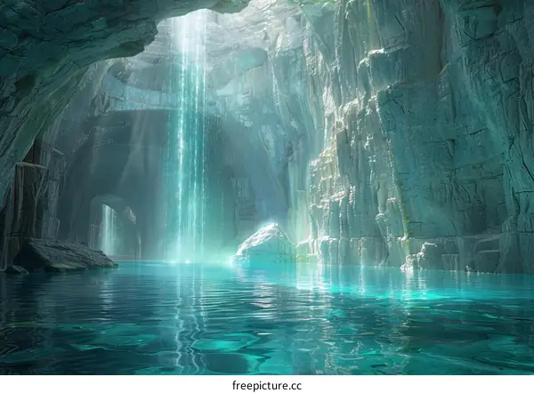 Fantasy Waterfall Cave Landscape