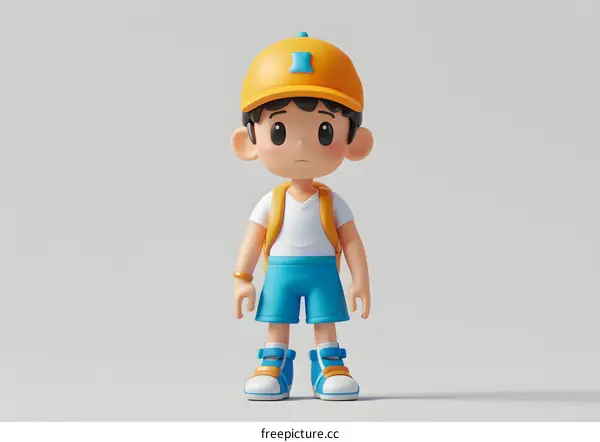3D illustration of a boy wearing a yellow cap