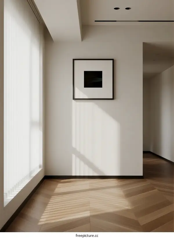 Minimalist Interior Room with White Walls and Wooden Floors