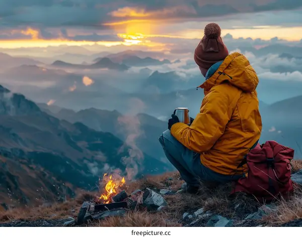 Watching the sunset over the mountains
